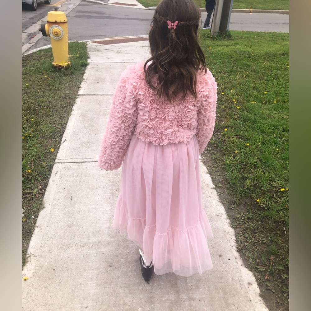 H&M Pink Ruffled Crop Floral Jacket - Picture 4 of 4